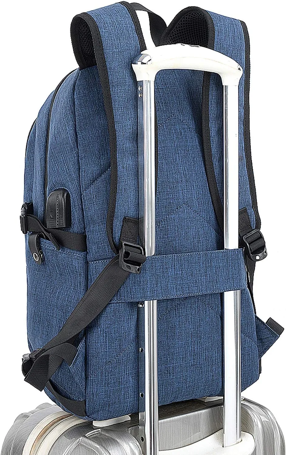 Tzowla Business Laptop Backpack Anti-Theft Backpack with USB Charging Port and Lock 15.6 Inch Computer Backpacks for Women Men, Casual Hiking Travel Daypack (Blue)