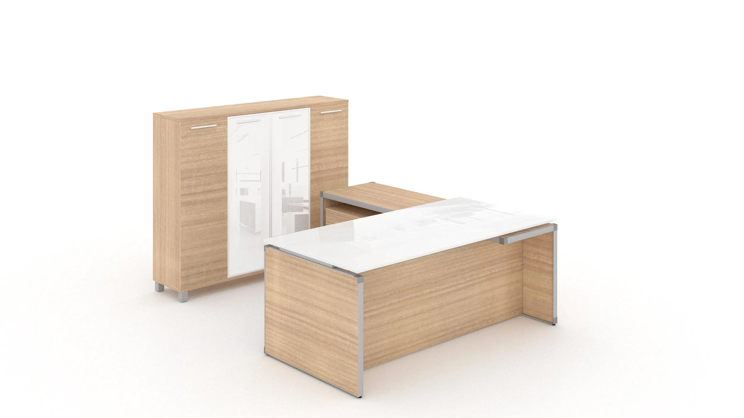 U-Shape Executive Desk with Glass Top Miele