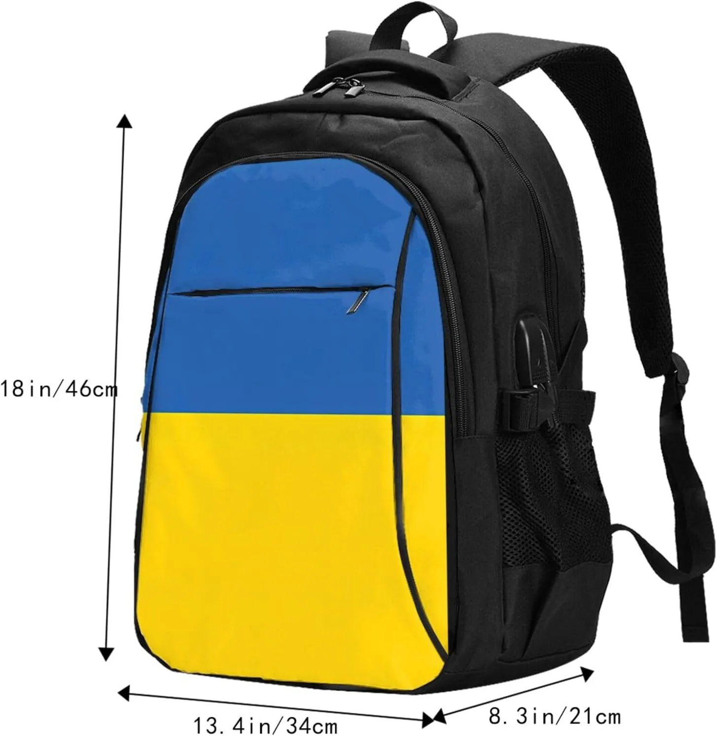 Ukraine Flag Casual Travel Backpacks Hiking Camping Backpack Large Outdoor Sport Daypack Laptop Rucksack Climbing Working Bags with USB Port