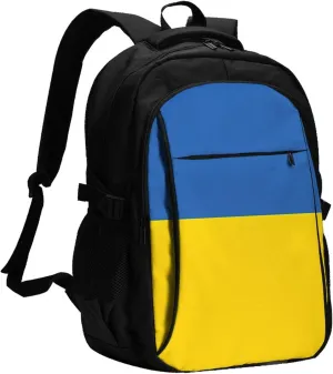 Ukraine Flag Casual Travel Backpacks Hiking Camping Backpack Large Outdoor Sport Daypack Laptop Rucksack Climbing Working Bags with USB Port
