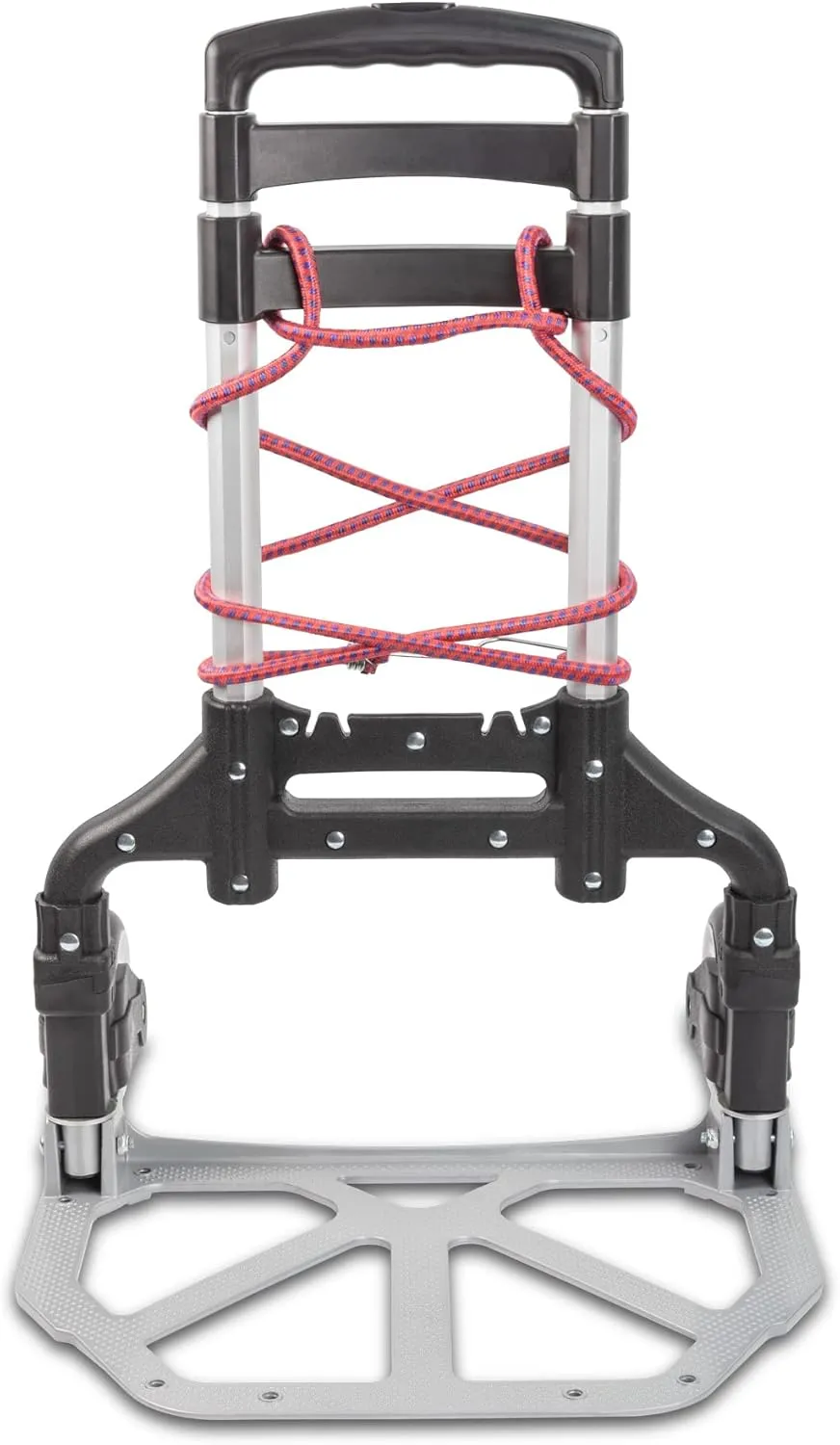 Ultimaxx Professional Heavy-Duty 150 Pound (lb) Capacity Aluminum Folding Hand Truck/Luggage Cart (Black/Silver) with Adjustable Handle, Folding Away Wheels, and Bungee Cord