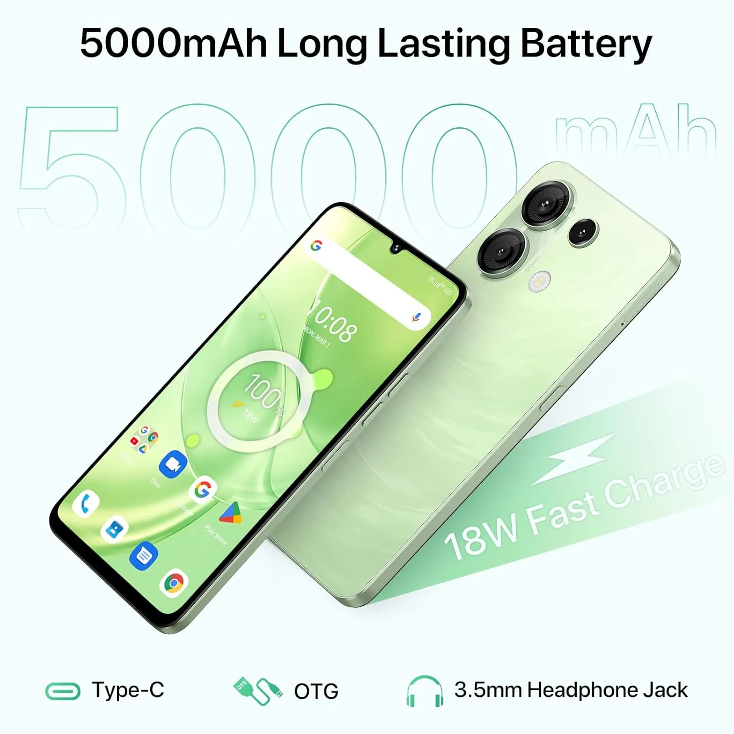 UMIDIGI G9 5G Unlocked Phone, Android 14 Cell Phone, 5G Dual SIM, 12(6 6) GB  128GB/1TB TF Expand, 6.75" HD  90Hz Display, 50MP Camera, AI Face & Fingerprint Unlock, 5000mAh Android Phone Green