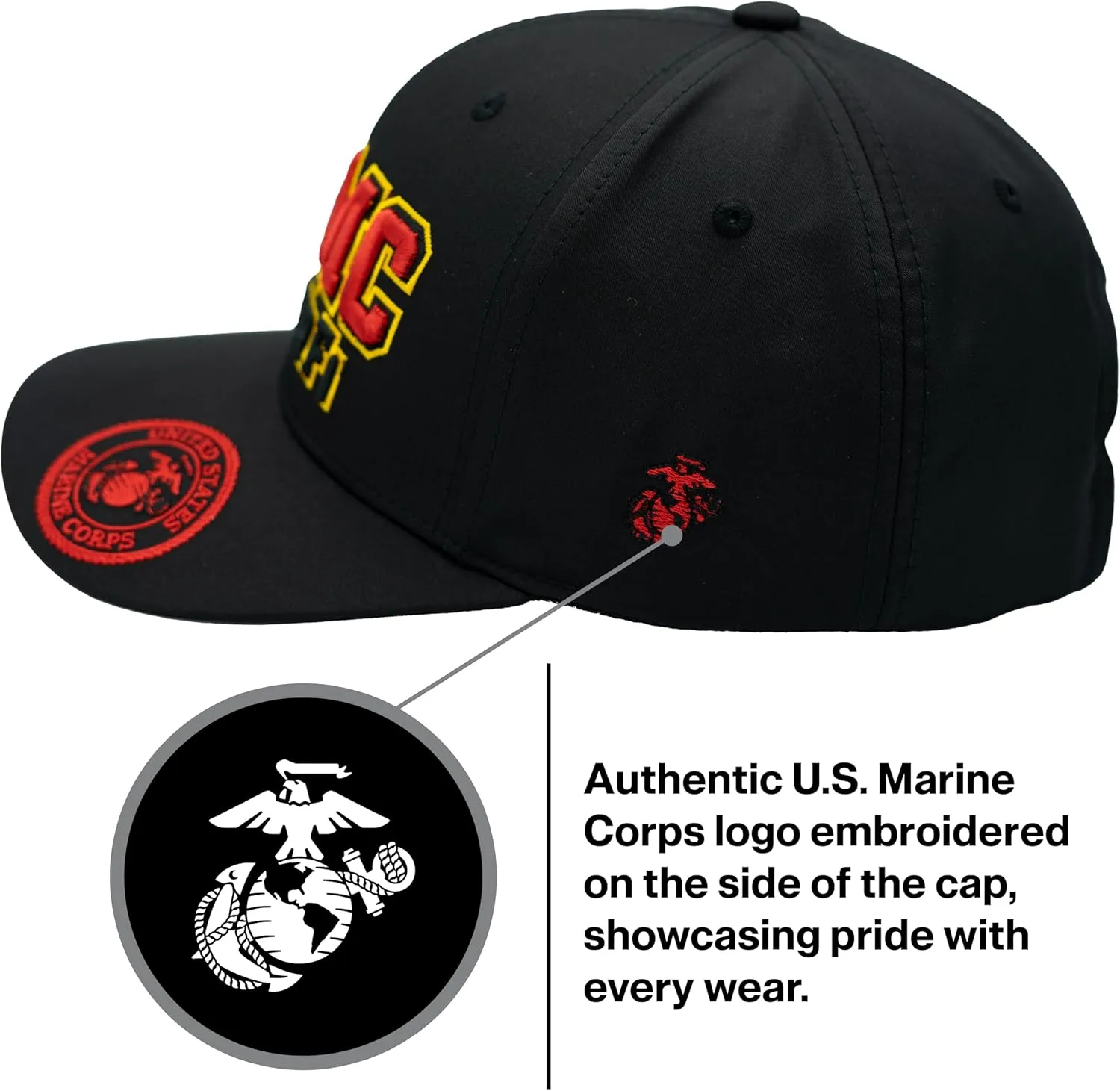 USMC Semper Fi Hat Marine Corps Hat for Men, Official Licensed Marines Veteran Embroidered Cap