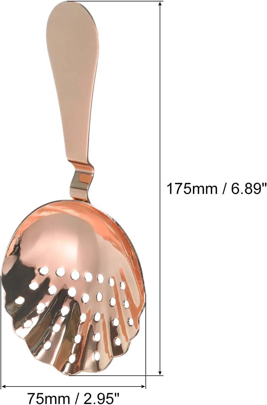 uxcell Julep Strainer, 1pcs - Stainless Steel Cocktail Strainer, Bar Strainer for Drinks, Strainer Spoon for Bartender (Rose Gold, 175mm)