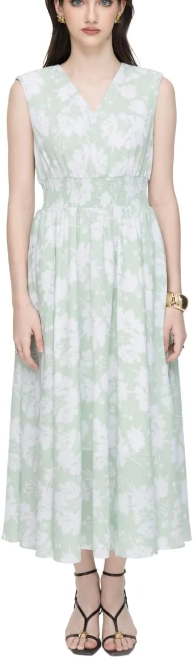 V-Neck Woven Flared Dress, a Fresh and Elegant Wardrobe Essential for Spring and Summer 2025