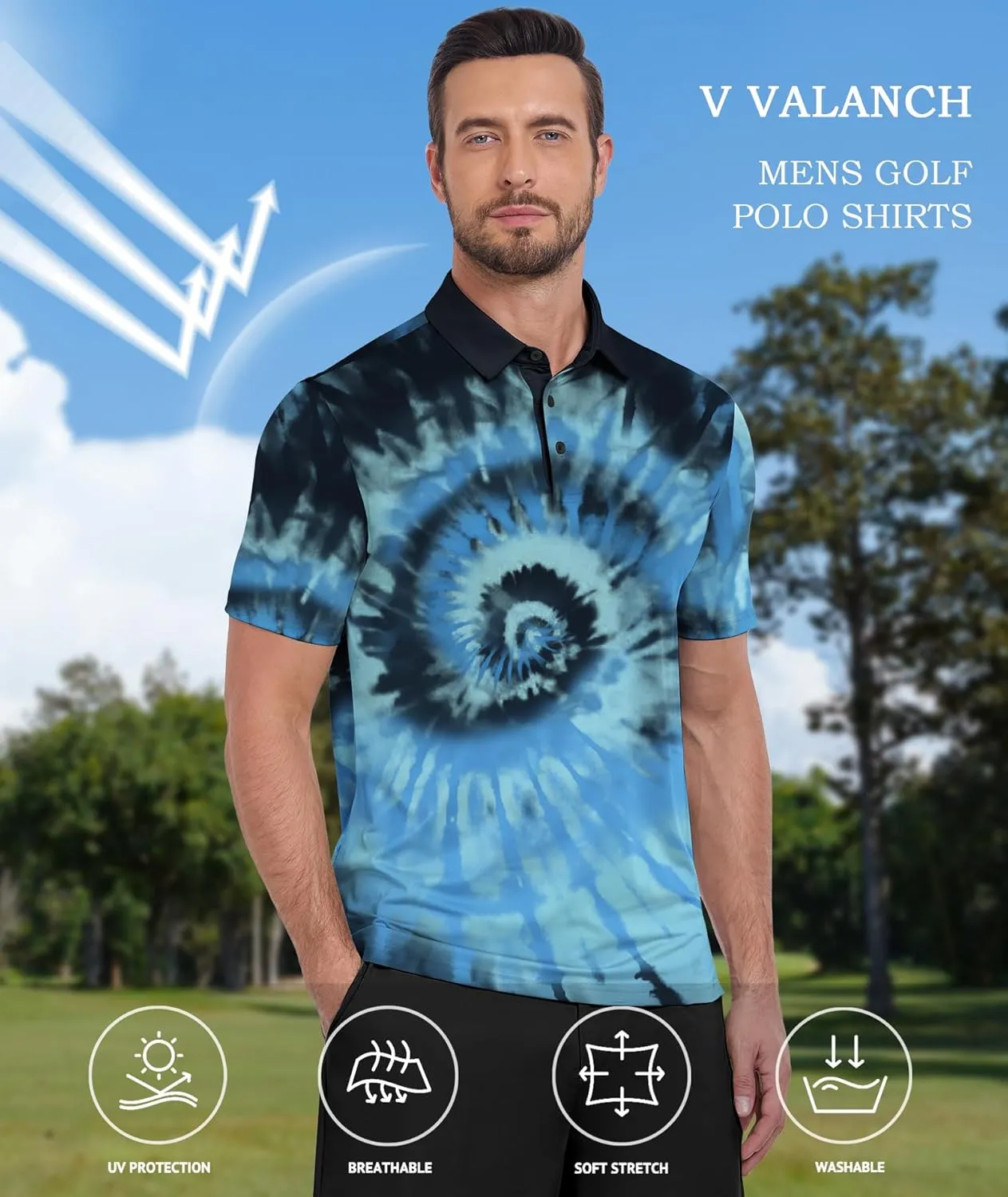 V VALANCH Mens Polo Shirts Short Sleeve Moisture Wicking Golf Tennis Polo Casual Shirts