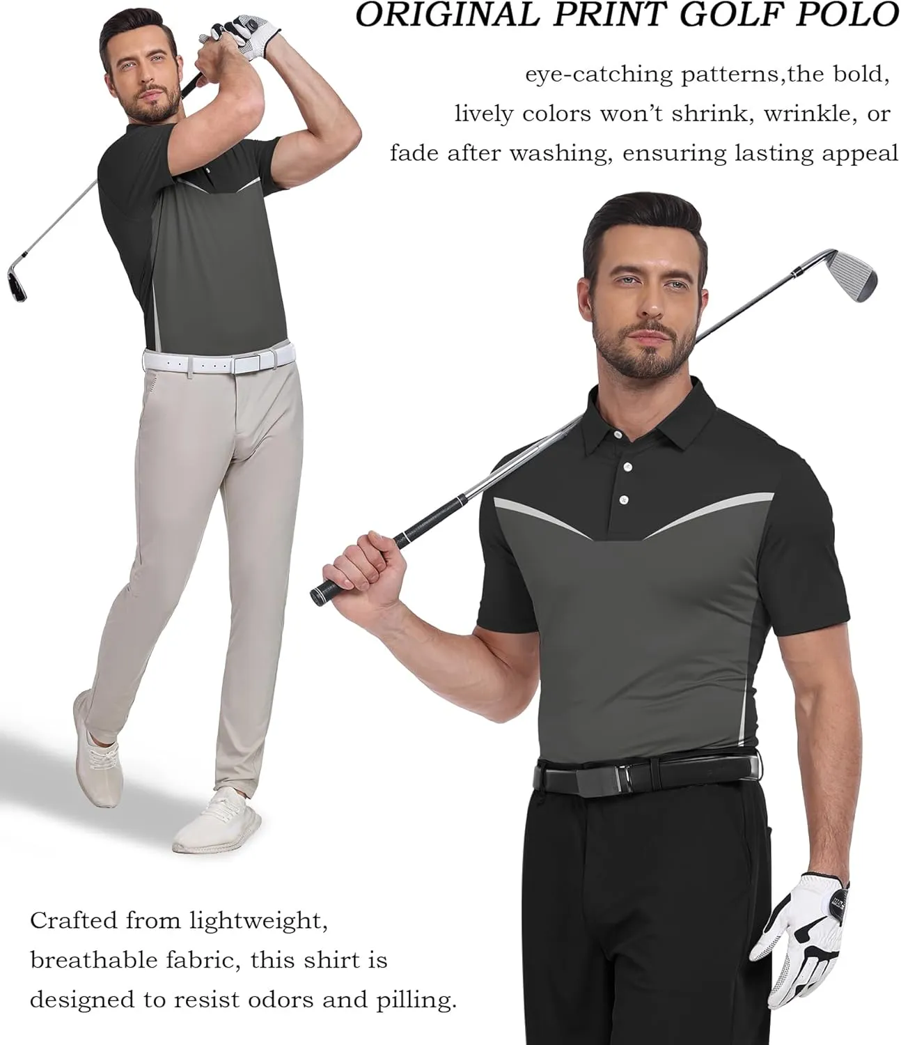 V VALANCH Mens Polo Shirts Short Sleeve Moisture Wicking Golf Tennis Polo Casual Shirts