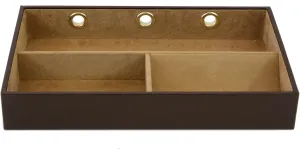 Valet Tray Charging Station Cell Phones Coins Keys Jewelry Leather (Brown)
