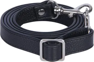 VanEnjoy Full Grain Leather Adjustable Replacement Cross Body Purse Shoulder Strap, 0.7” Width, Adjustable Length 25”-51” (Black-Silver Buckles)