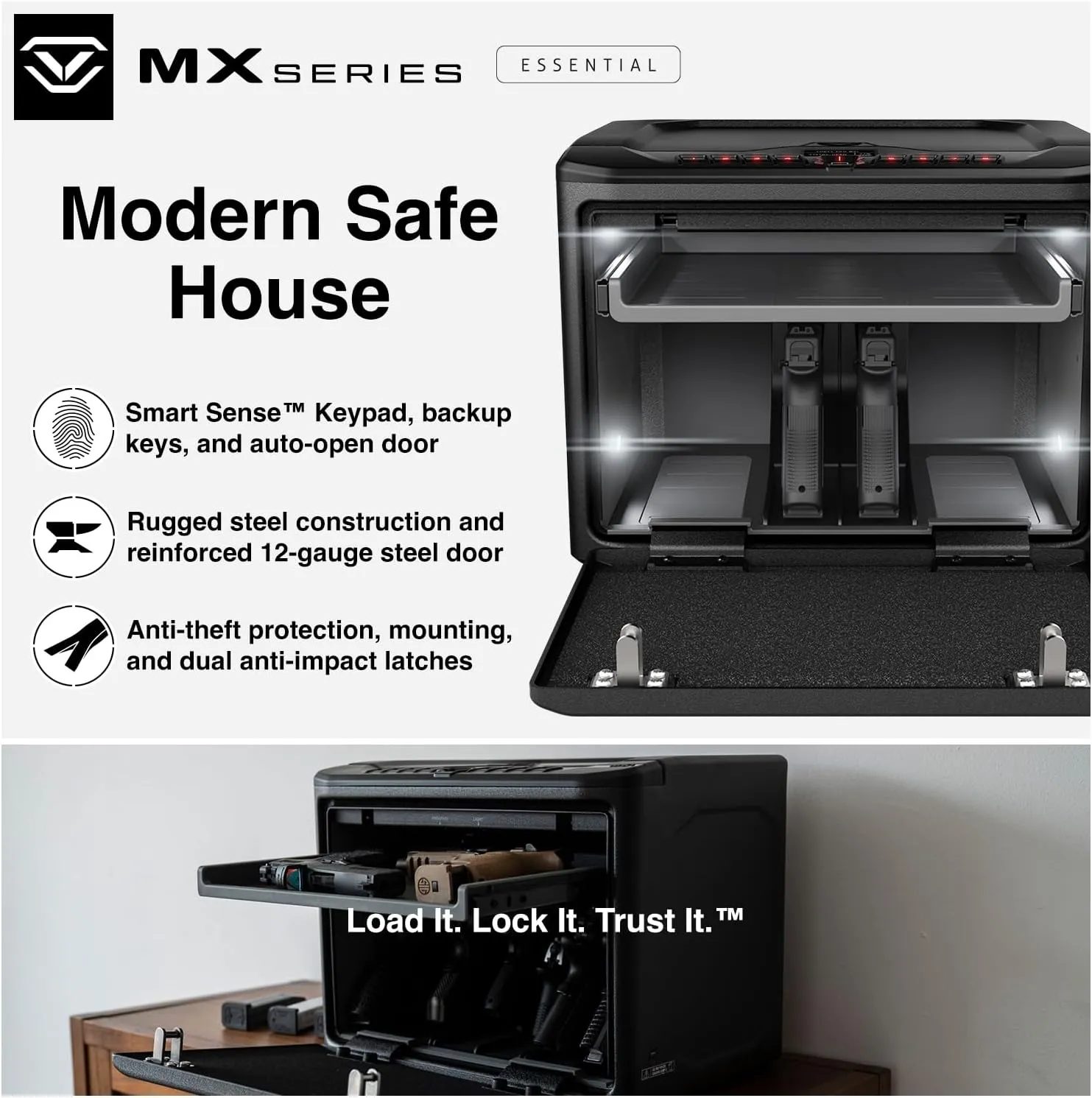 VAULTEK MX Series High Capacity Multiple Pistol Handgun Storage Available with Modular Interior, Backlit Keypad, and Auto-Open Door (Essential)