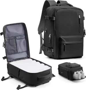 VECAVE Carry On Backpack for Women,Large Travel Backpack Flight Approved,Waterproof 17 Inch Laptop Backpack Business Work Backpacks Men Mochila De Viaje Black