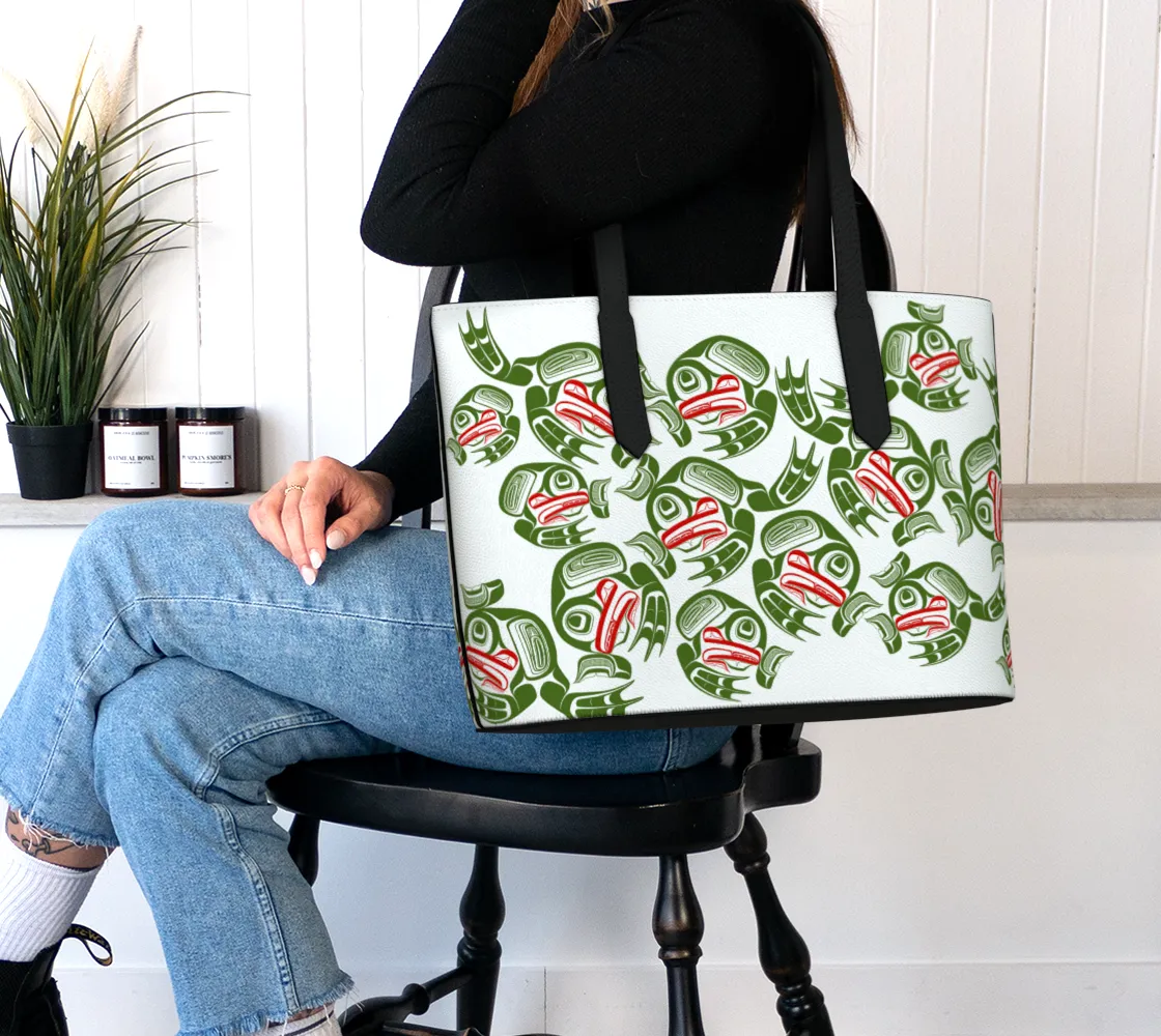 Vegan Leather tote -Haida Frog army