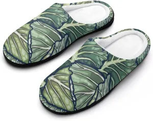 Vegetable Cabbage Womens Cotton Slippers Anti-slip Rubber Sole Winter Warm House Shoes For Daily Wear