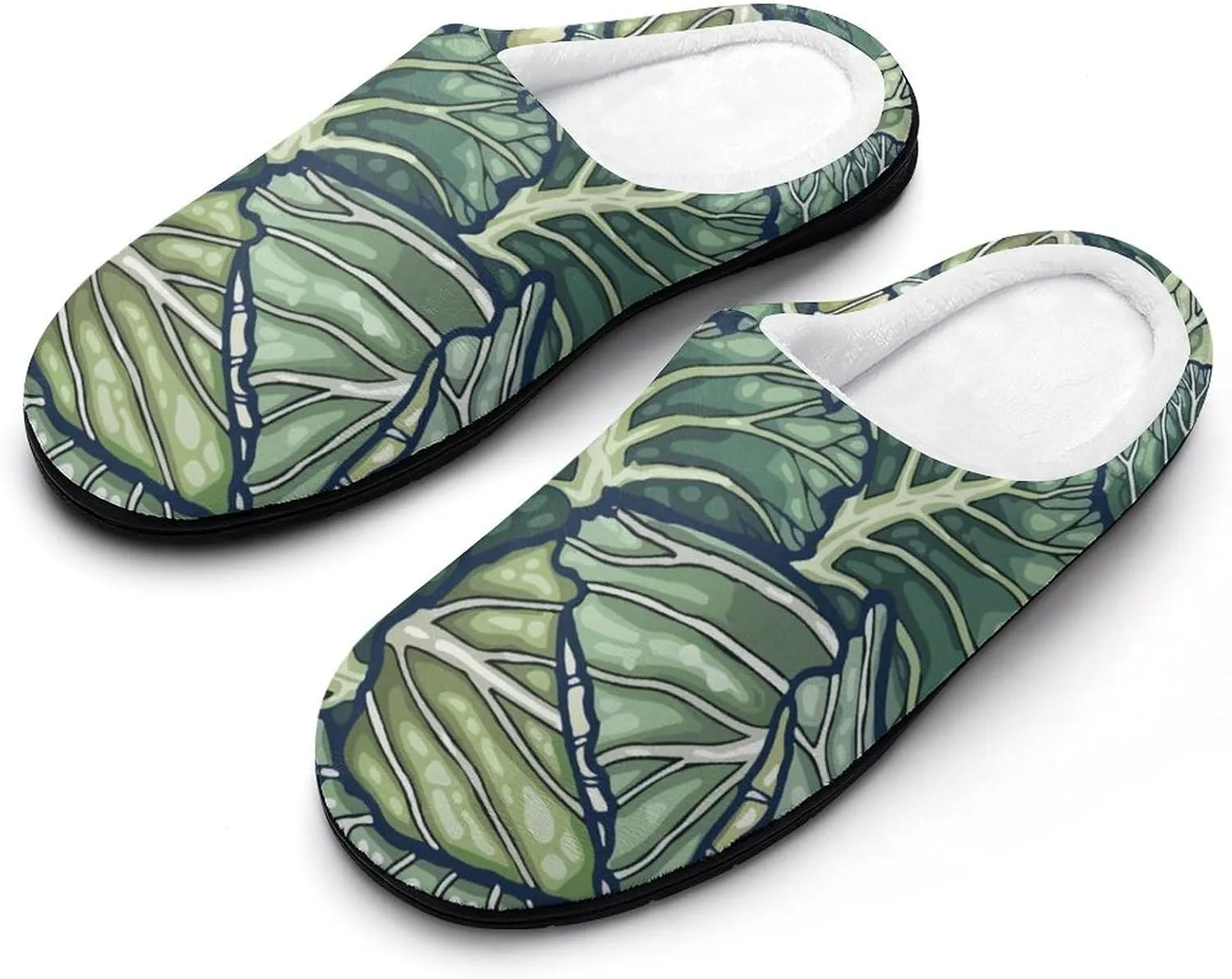 Vegetable Cabbage Womens Cotton Slippers Anti-slip Rubber Sole Winter Warm House Shoes For Daily Wear