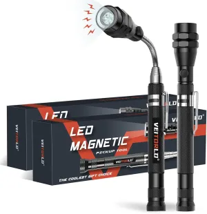 VEITORLD 2 Pack LED Telescoping Magnetic Pickup Tools, Fathers Day, Unique Gifts for Dad Men from Daughter Son Kids Wife, Unique Anniversary Birthday Gift Ideas for Him Grandpa Boyfriend Women