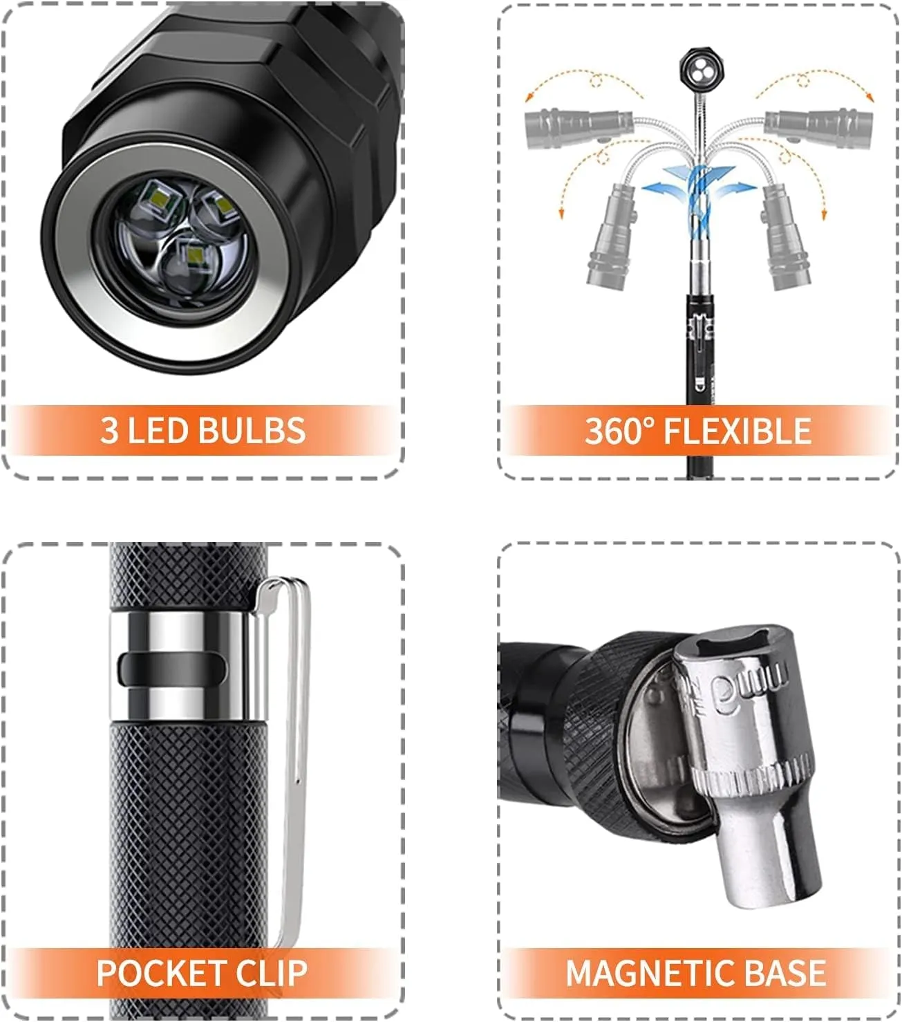 VEITORLD 2 Pack LED Telescoping Magnetic Pickup Tools, Fathers Day, Unique Gifts for Dad Men from Daughter Son Kids Wife, Unique Anniversary Birthday Gift Ideas for Him Grandpa Boyfriend Women