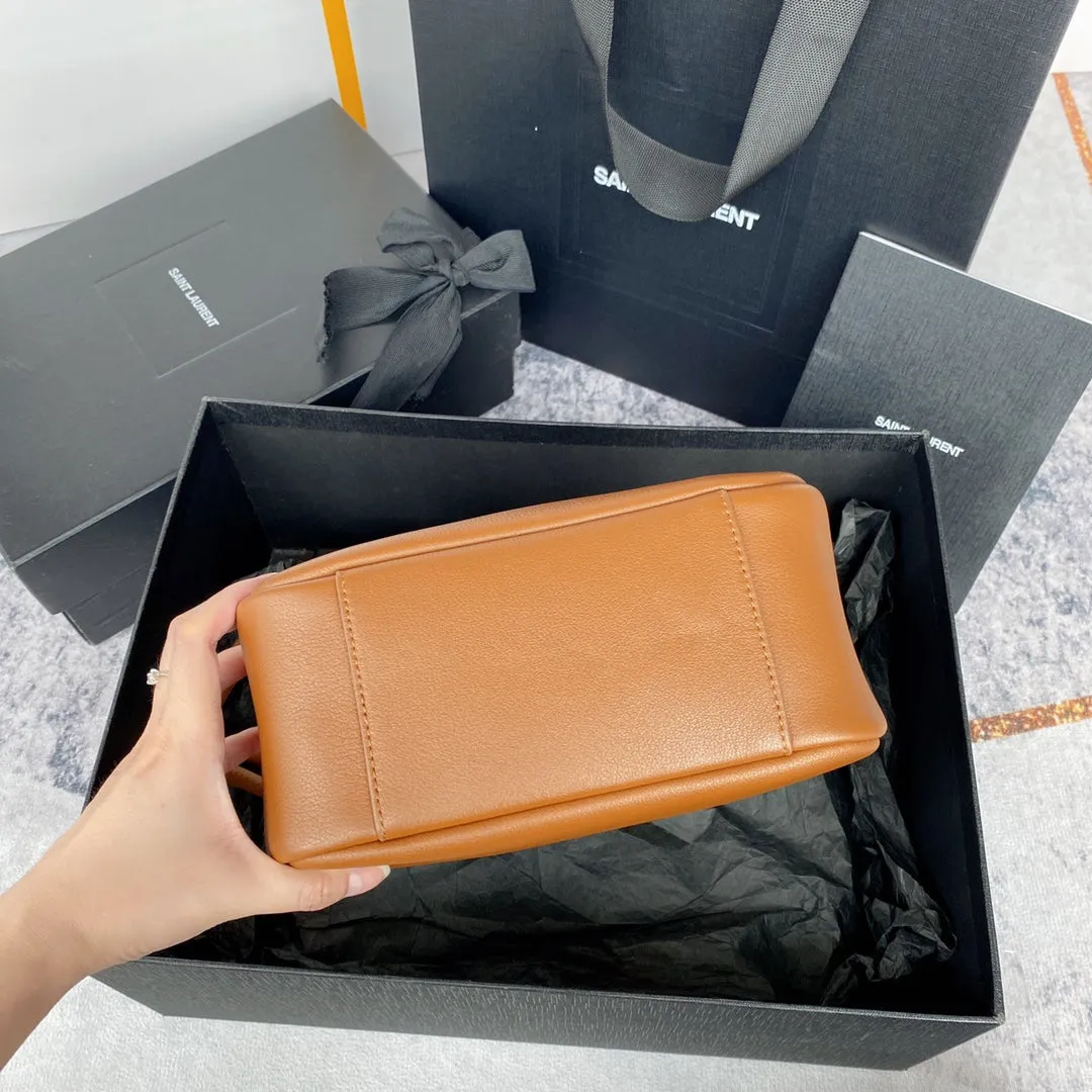 Verified secure 5a7 le calfskin small Laurent Advanced Saint brown 23cm