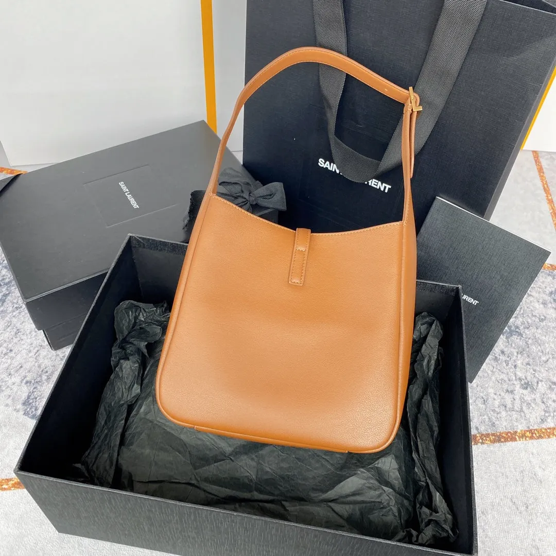 Verified secure 5a7 le calfskin small Laurent Advanced Saint brown 23cm