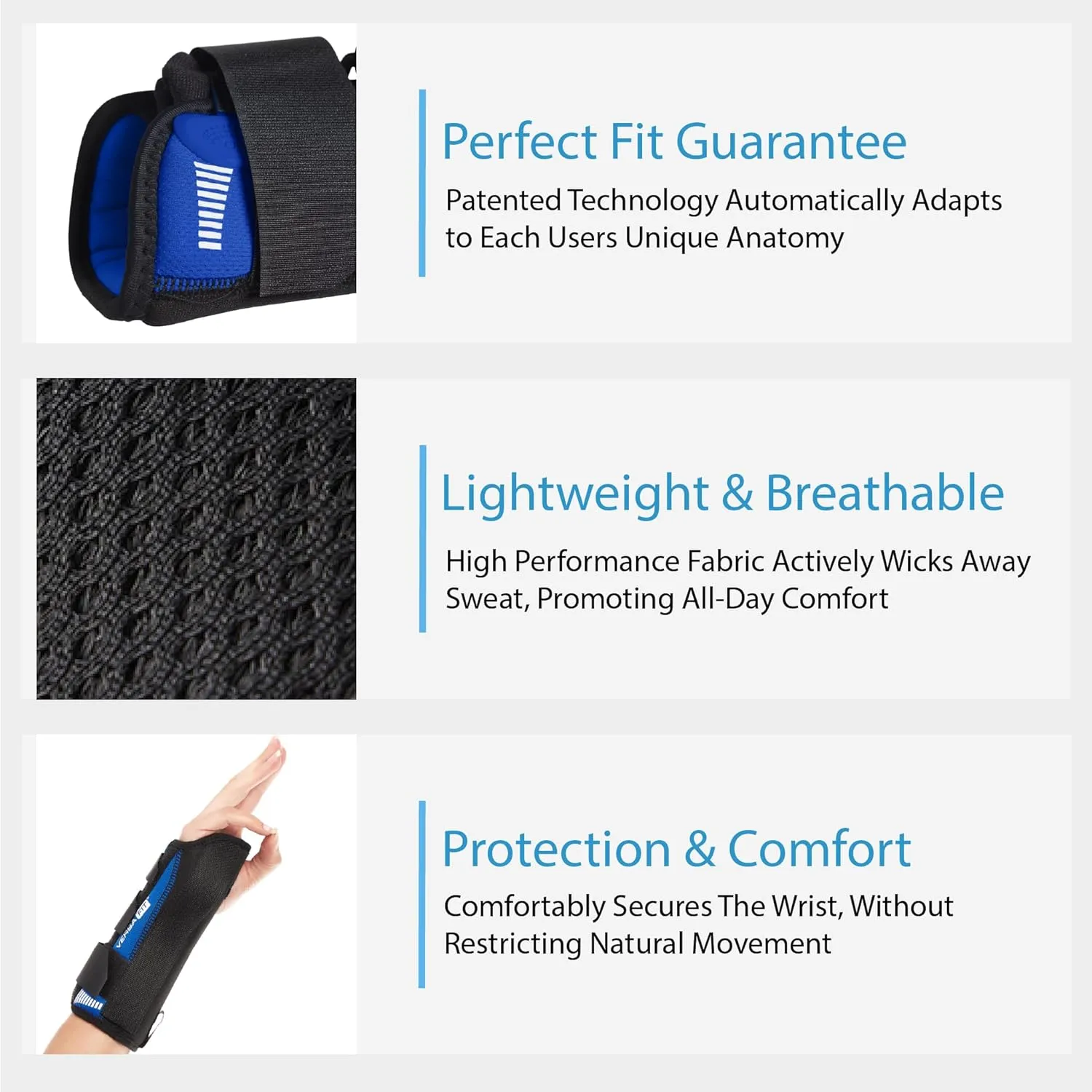 Versa-Fit Wrist Brace - Premium Custom Fit Wrist Support Brace - Comfortable, Structured Tendonitis and Carpal Tunnel Wrist Brace or Wrist Splint for Post Cast Support (Right, Standard)