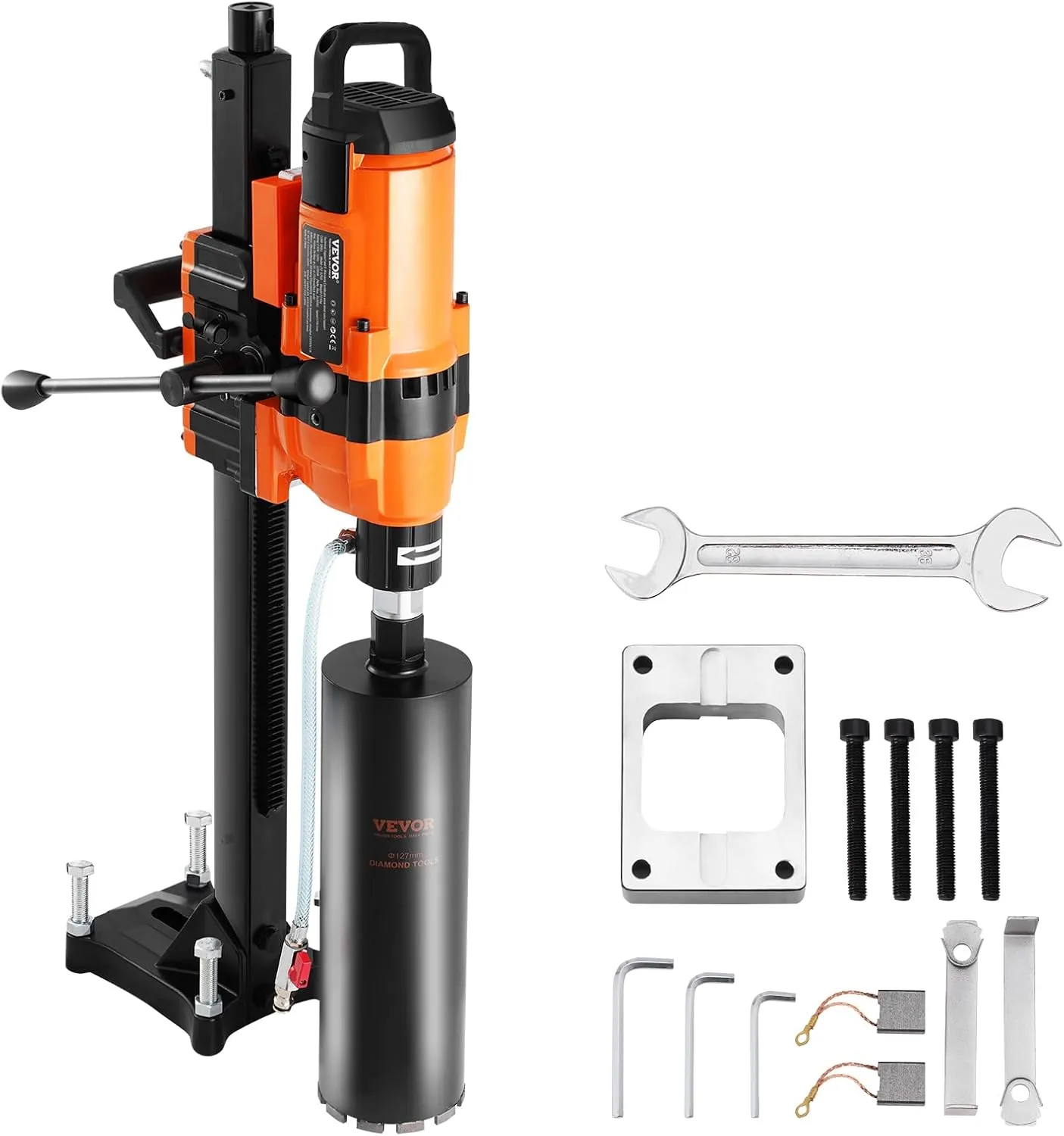 VEVOR Core Drill Machine, 0.8-11.8in Drilling Diameter Diamond Core Drill Rig with Stand and Core Drill Bit, 3500W Rugged Concrete Core Drill, Wet and Dry Use, For Concrete, Brick, Marble