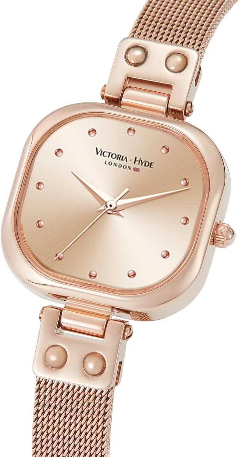 VICTORIA HYDE Dainty Women's Watch, Rectangle Watches for Women, Elegant Women's Wrist Watch, Ladies Watch with Stainless Steel Bracelet or Leather Band