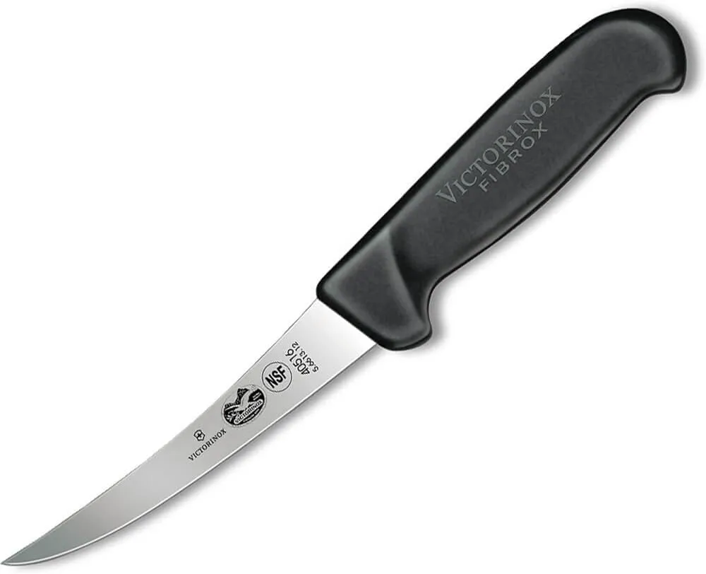 Victorinox 5" Boning Knife, Curved Blade, Flexible, Black Fibrox Handle 5.6613.12