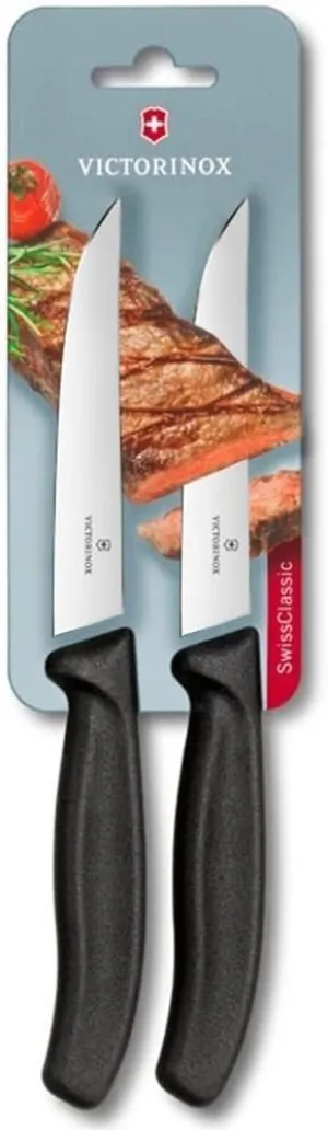 Victorinox Swiss Classic, Steak Knife Gourmet, Extra Sharp Blade, Straight Edge, 12 cm, Stainless Steel, Black