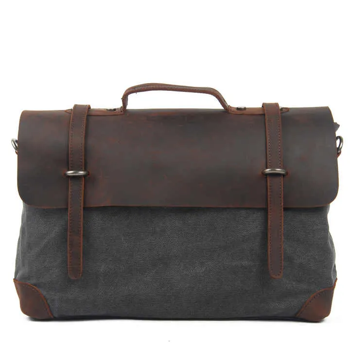 Vintage Canvas and Leather Messenger Bag