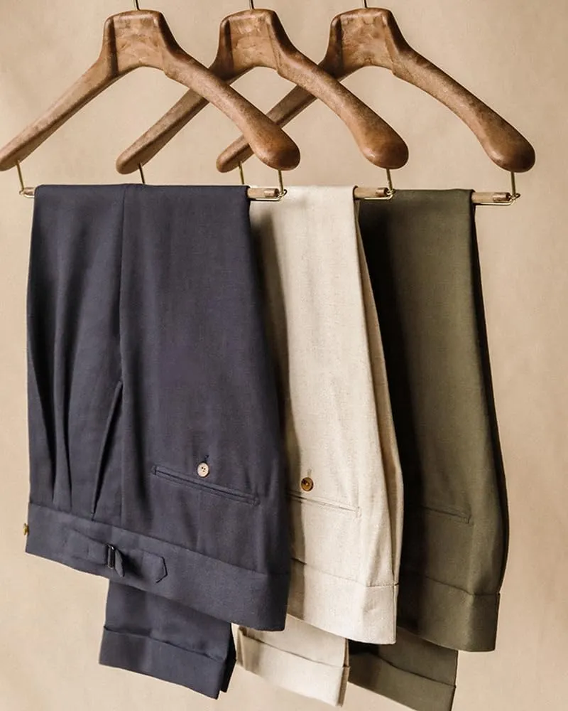 Vintage Men's Cotton Casual Pants Relaxed Fit Trousers Twill Dress Pants
