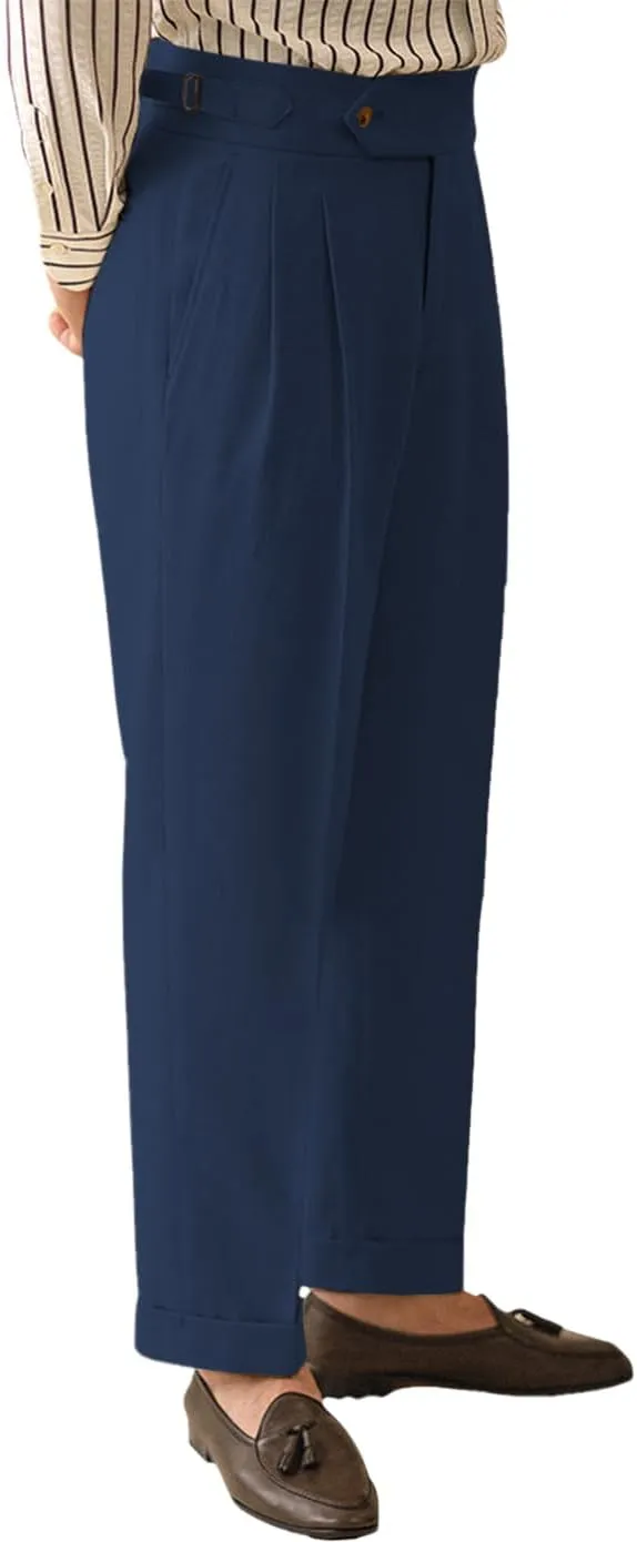 Vintage Men's Cotton Casual Pants Relaxed Fit Trousers Twill Dress Pants