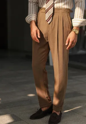 Vintage Men's Linen Casual Pants Relaxed Fit Spring Cotton Trousers with Adjustable Waistband