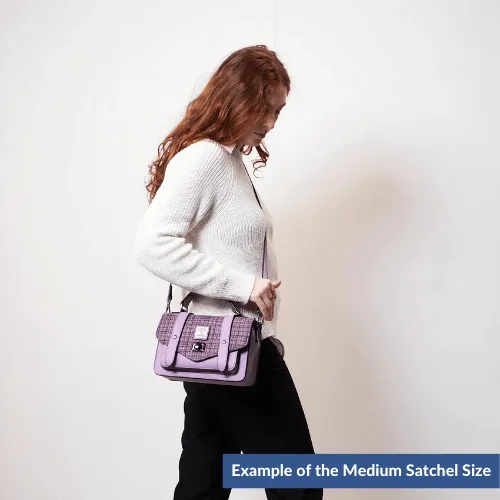 Violet Dogtooth Satchels with Harris Tweed®