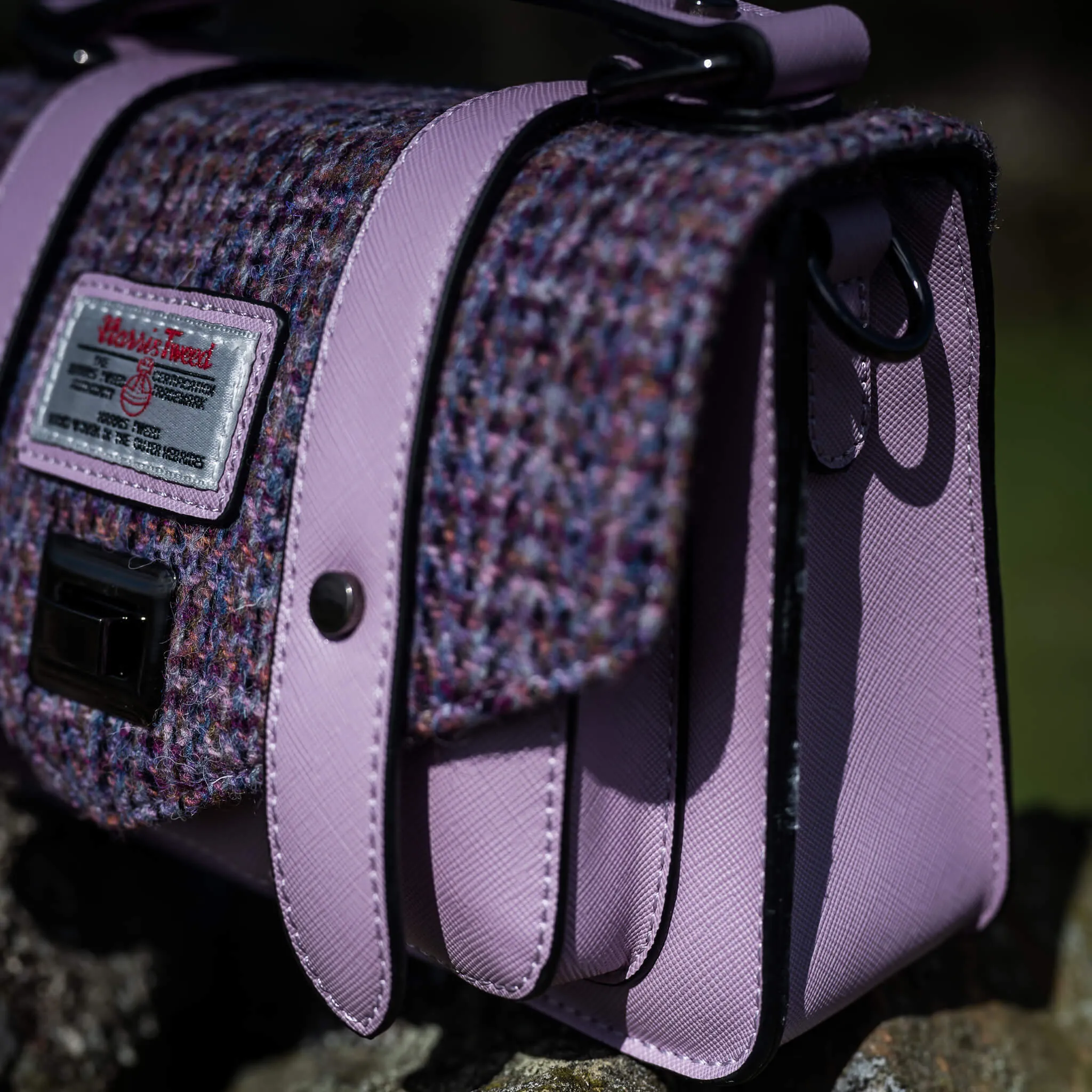 Violet Dogtooth Satchels with Harris Tweed®