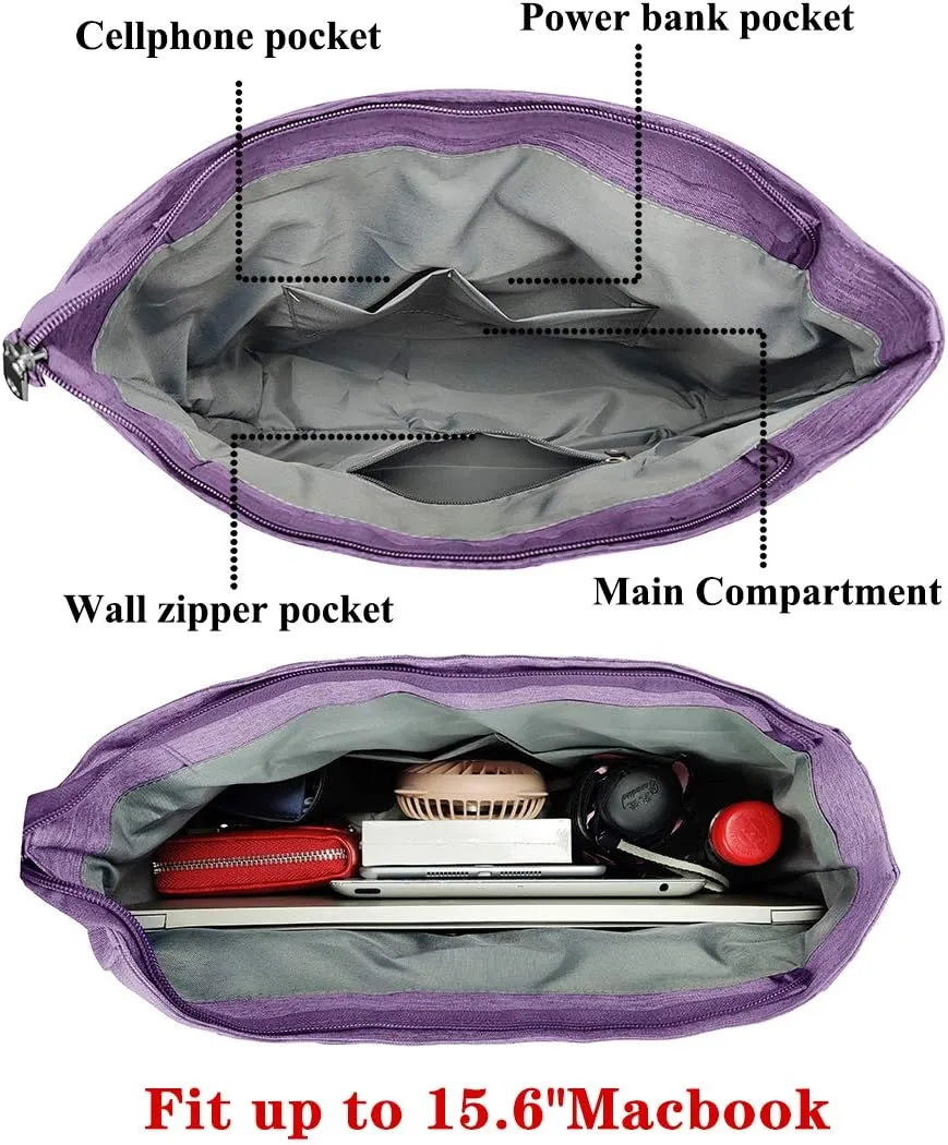 VOLGANIK ROCK Canvas Tote Bag Waterproof Nylon Multi Pocket Shoulder Bags Laptop Work Bag Teacher Purse Handbag for Women Men