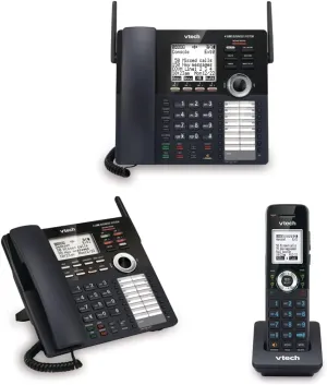 VTech 4-Line Expandable Small Business Office Phone System & VTech Extension Deskset & Vtech Accessory Handset, Black