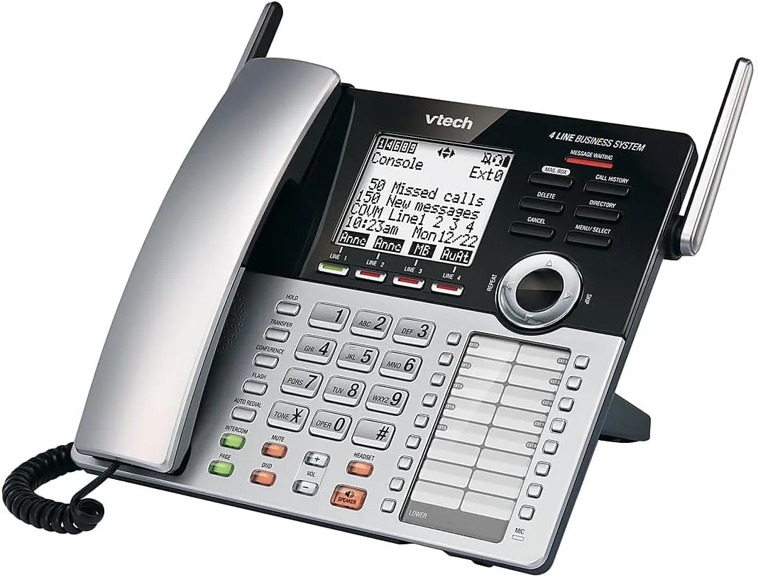 VTech CM18445 Main Console - DECT 6.0 4-Line Expandable Small Business Office Phone with Answering System