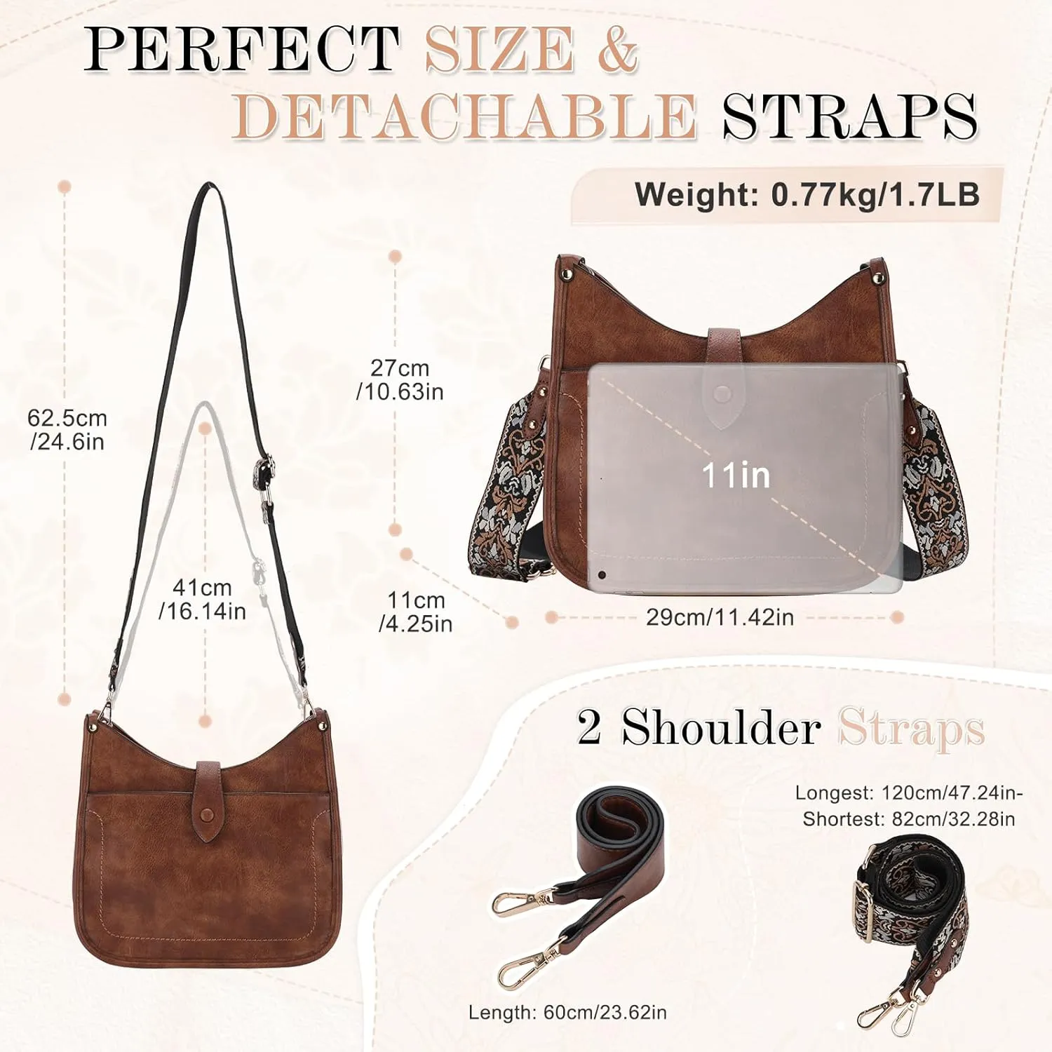 VX VONXURY Crossbody Purses for Women Shoulder Bag with Guitar Strap Trendy Handbag with Zipper and Buckle Closure