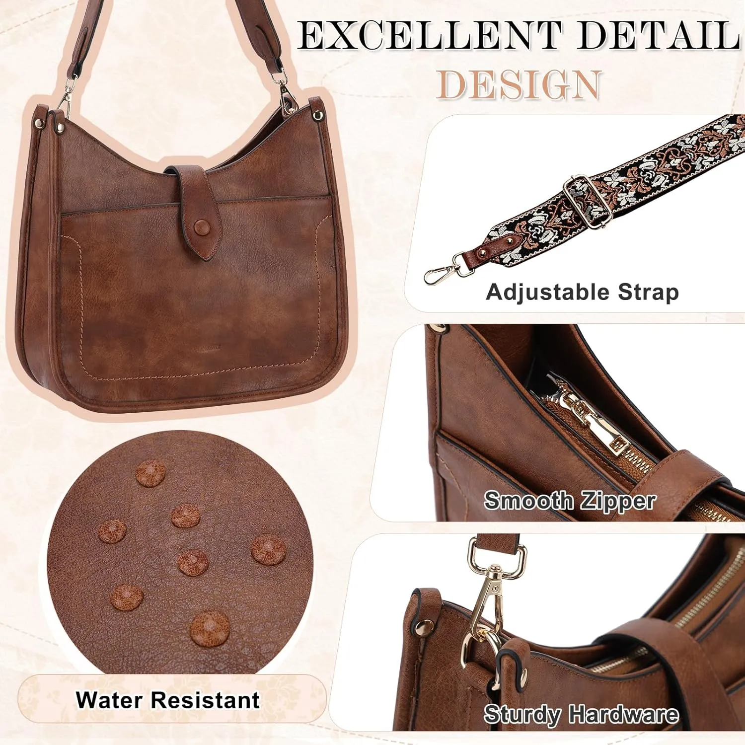 VX VONXURY Crossbody Purses for Women Shoulder Bag with Guitar Strap Trendy Handbag with Zipper and Buckle Closure