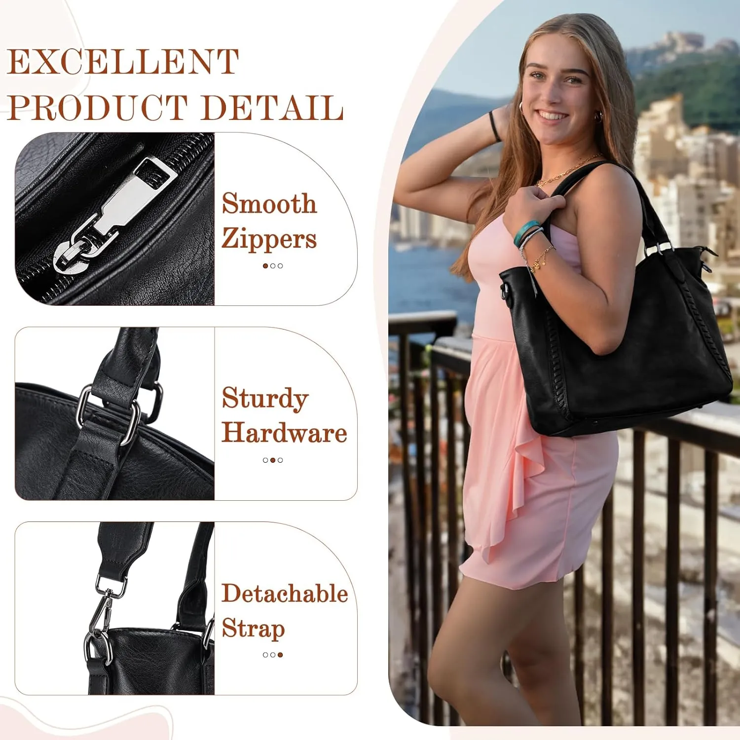 VX VONXURY Handbags for Women Hobo Bag PU Leather Shoulder Bag with Adjustable Shoulder Strap Fashion Crossbody Bag