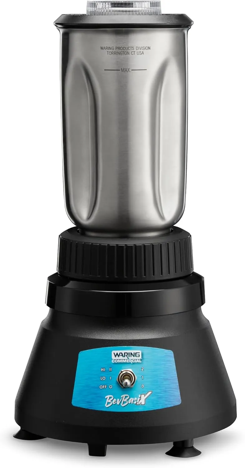 Waring Commercial Countertop Bar Blender, BevBasix™ Light Duty 1/2 HP with 32 oz Stainless Steel Container, Made in the USA, Professional Foodservice Use for Frozen Cocktail Drink, Dips, Smoothies