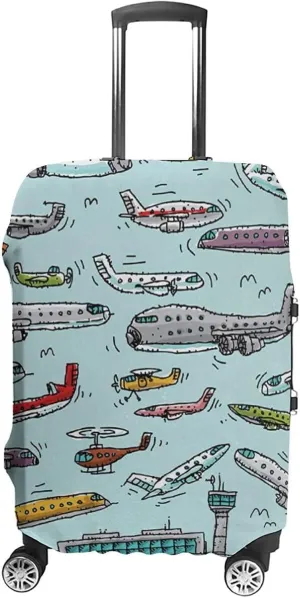 Washable Luggage Cover, Airplane Luggage Cover Suitcase Protector, Planes Fying in Air Aviation Love Airport, Fits 26-28 Inch Luggage, Travel Summer Beach Holiday, Multicolor