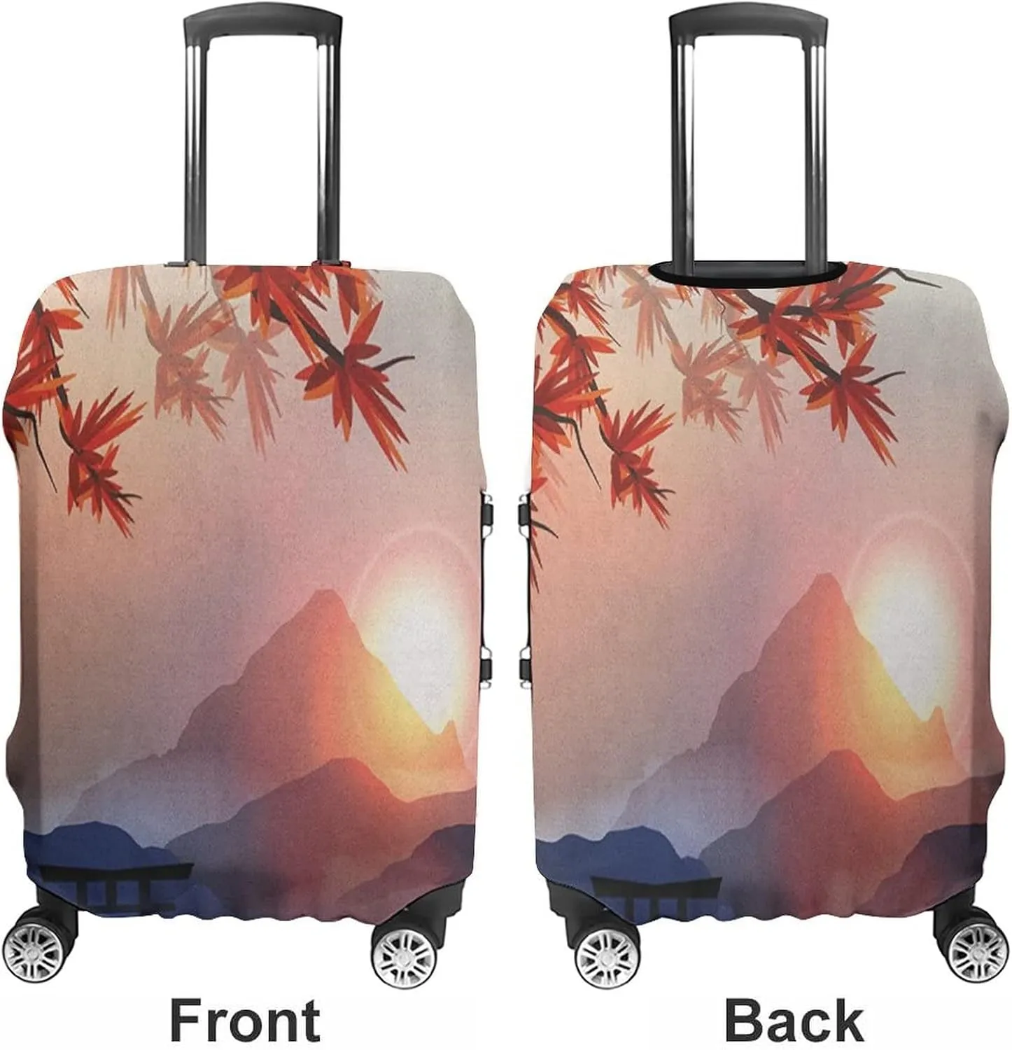 Washable Luggage Cover, Asian Elastic Travel Luggage Cover, Majestic Himalayas Peaks Tops Circle Culture, Fits 26-28 Inch Luggage, Great For Vacation Travel, Blue Pink Red