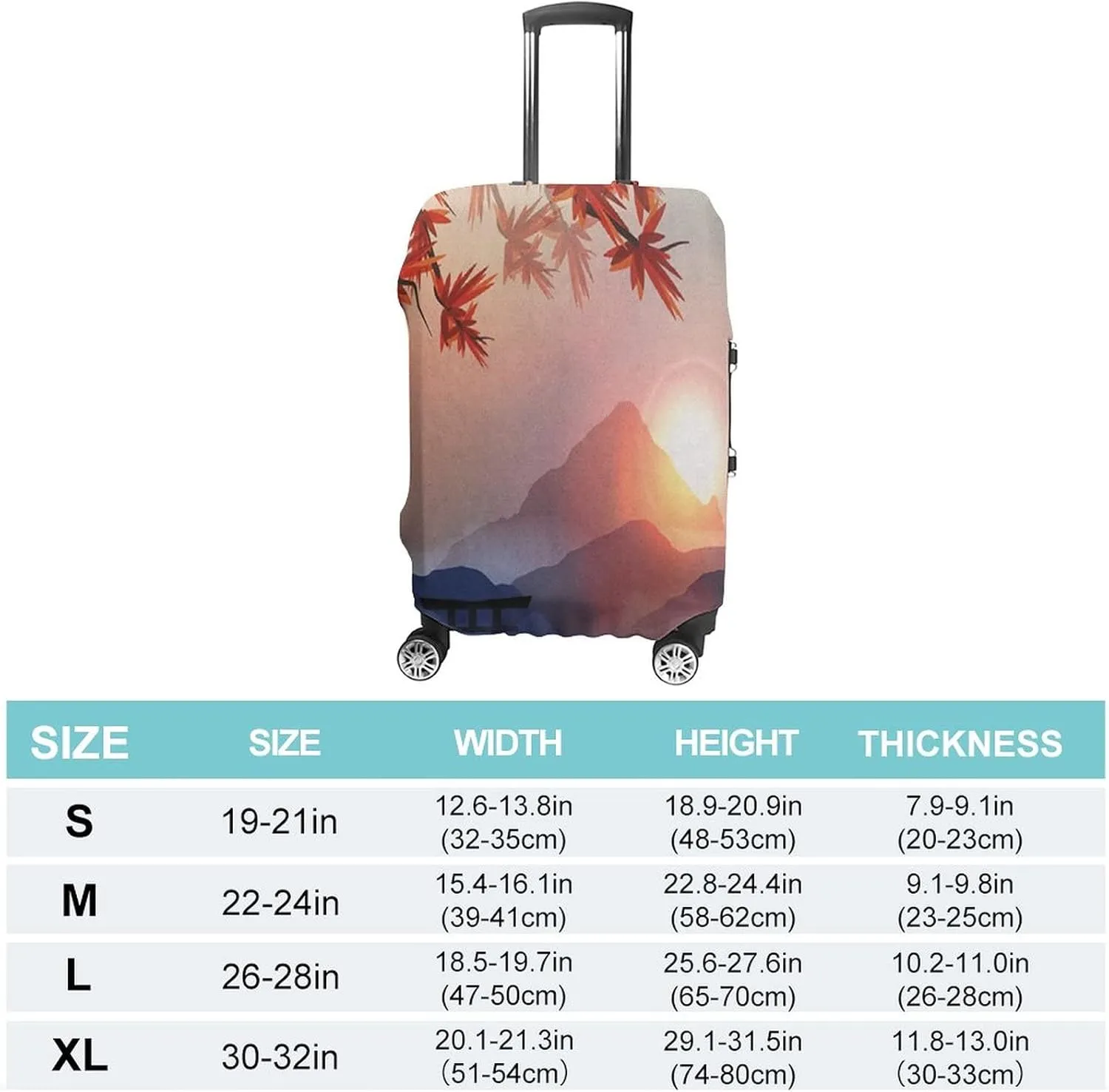 Washable Luggage Cover, Asian Elastic Travel Luggage Cover, Majestic Himalayas Peaks Tops Circle Culture, Fits 26-28 Inch Luggage, Great For Vacation Travel, Blue Pink Red