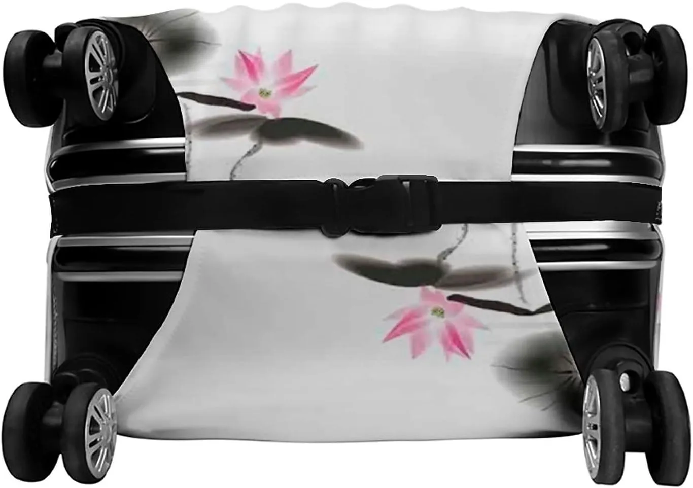 Washable Luggage Cover, Asian Travel Suitcase Cover, Japanese Style Garden Bird Small Pavilion, Fits 26-28 Inch Luggage, Washable Dustproof Anti-Scratch, Grey Pink Red