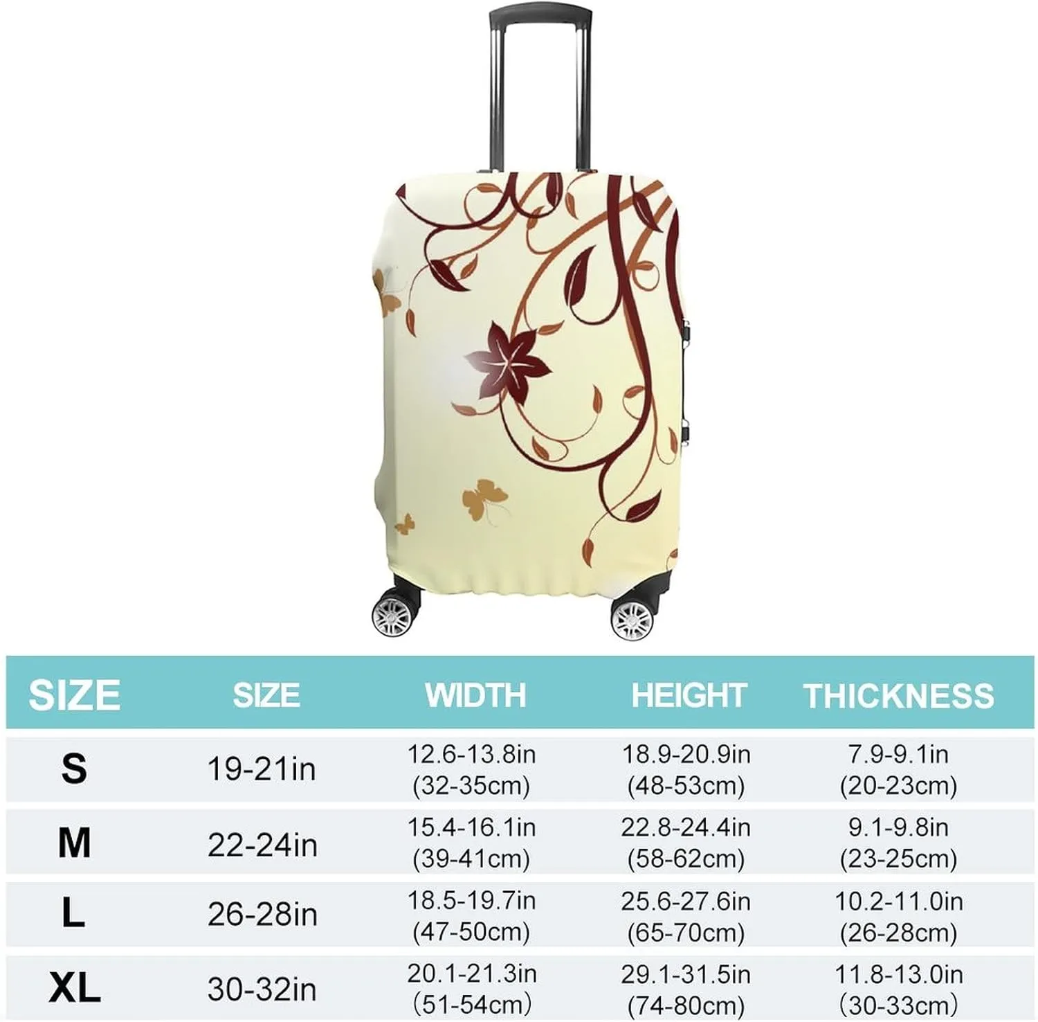 Washable Luggage Cover, Autumn Branch Pattern Luggage Cover Suitcase Protector, Fits 26-28 Inch Luggage, Travel Summer Beach Holiday, Multicolor