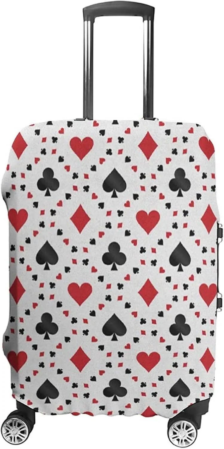 Washable Luggage Cover, Casino Luggage Cover Suitcase Protector, Poker Cards Advertising Holidays Getaways Tourist, Fits 30-32 Inch Luggage, Travel Summer Beach Holiday, Red Black
