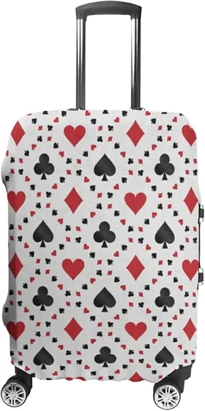 Washable Luggage Cover, Casino Luggage Cover Suitcase Protector, Poker Cards Advertising Holidays Getaways Tourist, Fits 30-32 Inch Luggage, Travel Summer Beach Holiday, Red Black