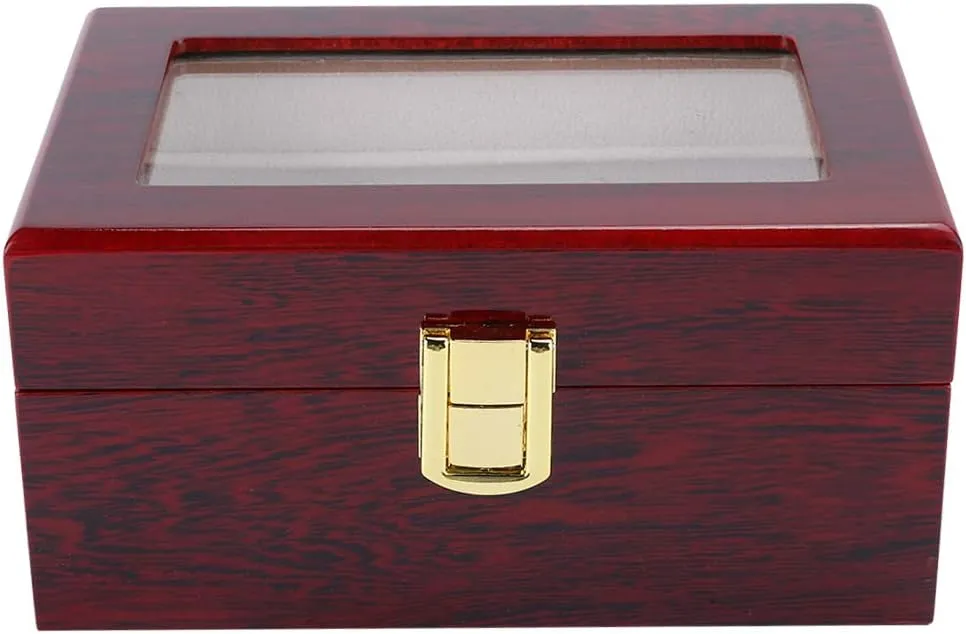 Watch Box, Executive 3 Slots Watch Case,Wooden 3 Grid Watch Display Box Transparent Window Watch Storage Box