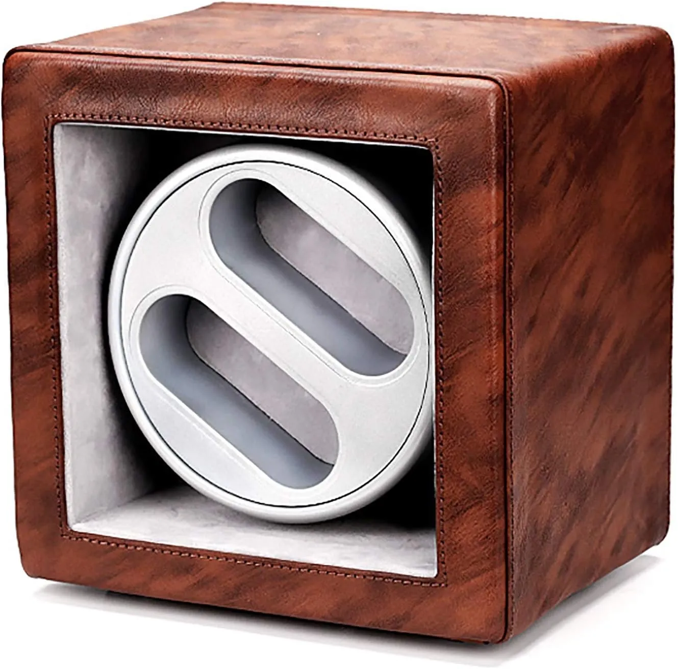 Watch Stand Watch Winders for Automatic Watches - Leather Retro Dual-Position Watch Shaker Mechanical Watch Silent Swing Device Household Dual-Power Watch Winding Box Storage Case with LED L