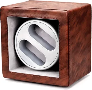 Watch Stand Watch Winders for Automatic Watches - Leather Retro Dual-Position Watch Shaker Mechanical Watch Silent Swing Device Household Dual-Power Watch Winding Box Storage Case with LED L